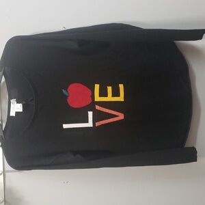 Rachel Zoe NWT "LOVE" Apple Lightweight Black Sweater, Small